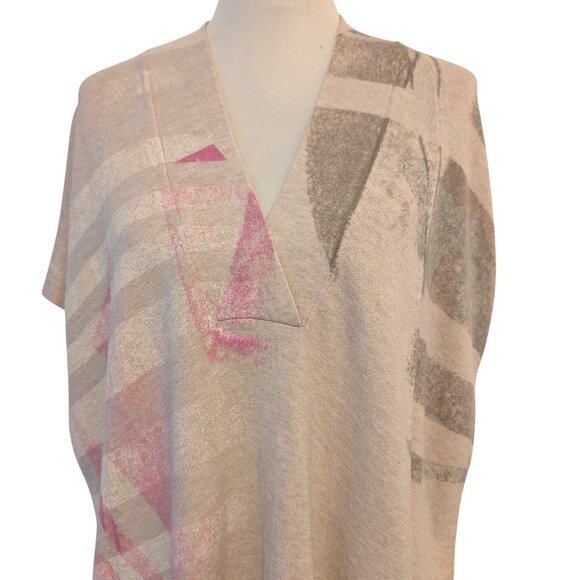 Moth Anthropologie Womens Sz S Cream Pink Los Pocitas Knit Poncho Sweater Flaw - Picture 4 of 12